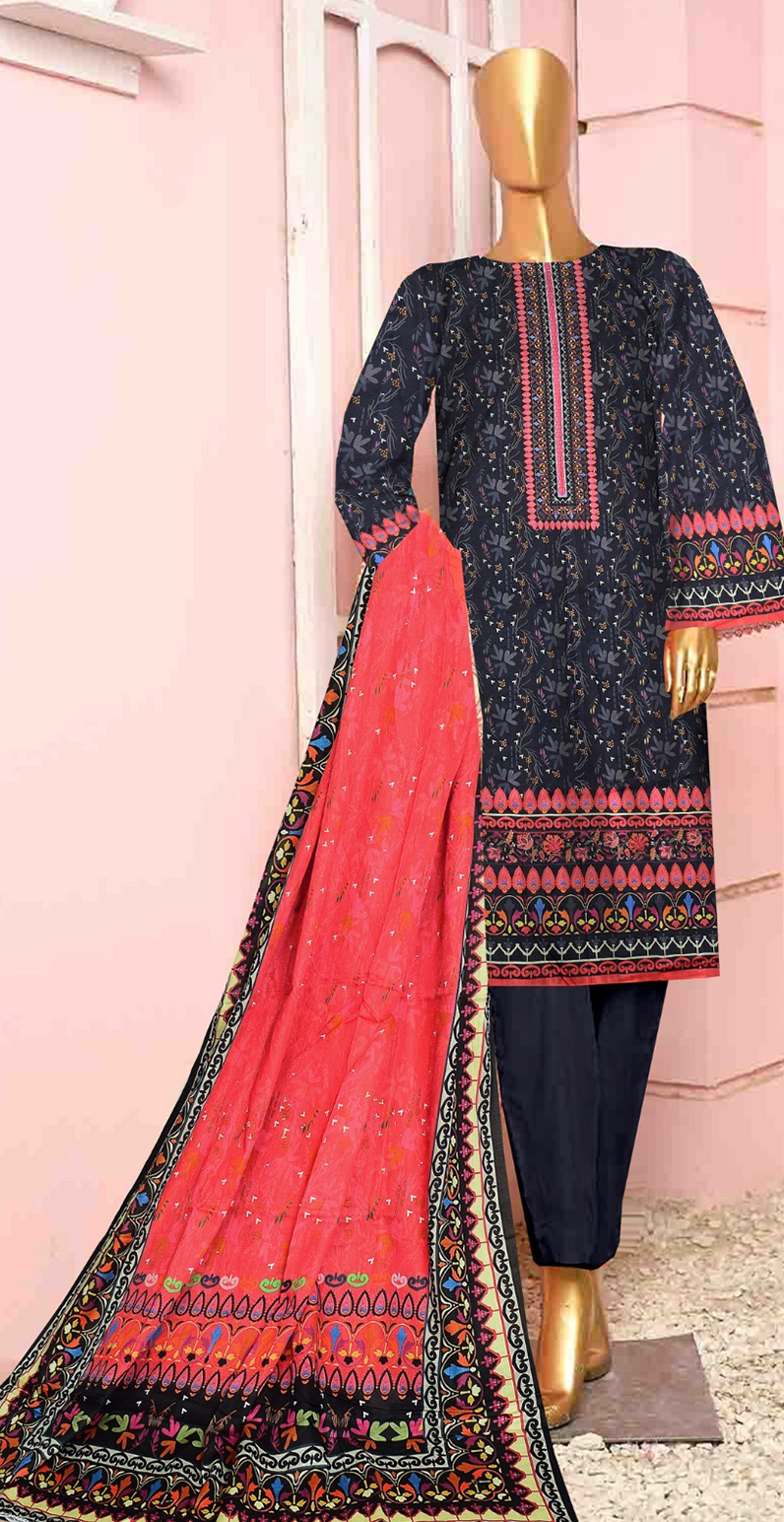 MOONLIGHT 3PC SELF JACQURD DIGITAL PRINT LAWN