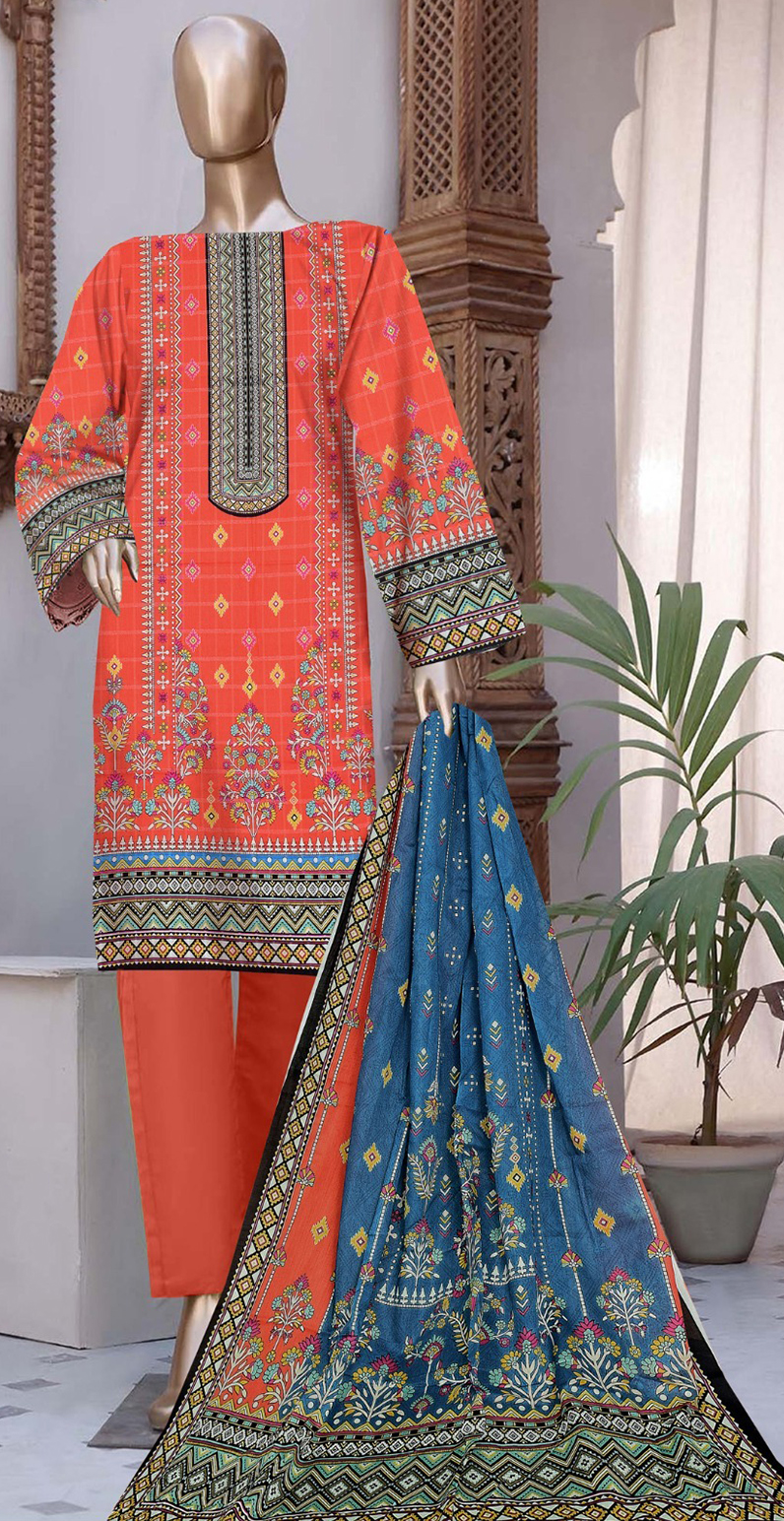MOONLIGHT 3PC SELF JACQURD DIGITAL PRINT LAWN