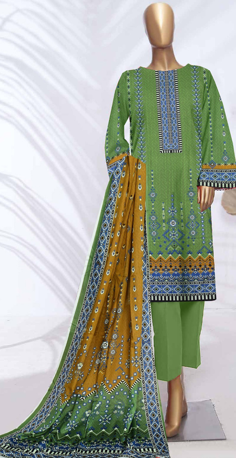 MOONLIGHT 3PC SELF JACQURD DIGITAL PRINT LAWN