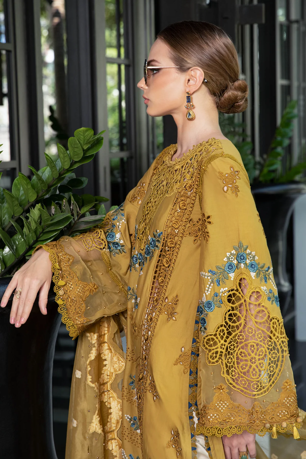 Maria b Luxury Chikankari Embroidered EL 23 06 Mustard Lawn Unstitched 3pc 4