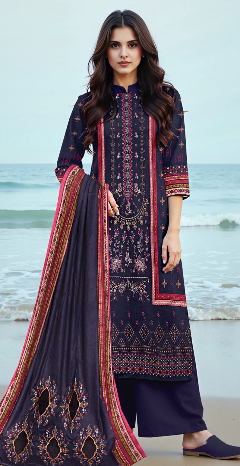 MOONLIGHT 3PC EMBROIDERED DIGITAL PRINTED PREMIUM LAWN