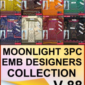 MOONLIGHT 3PC EMBROIDERED DIGITAL PRINTED PREMIUM LAWN VOL-88-Set Of 8 Dresses
