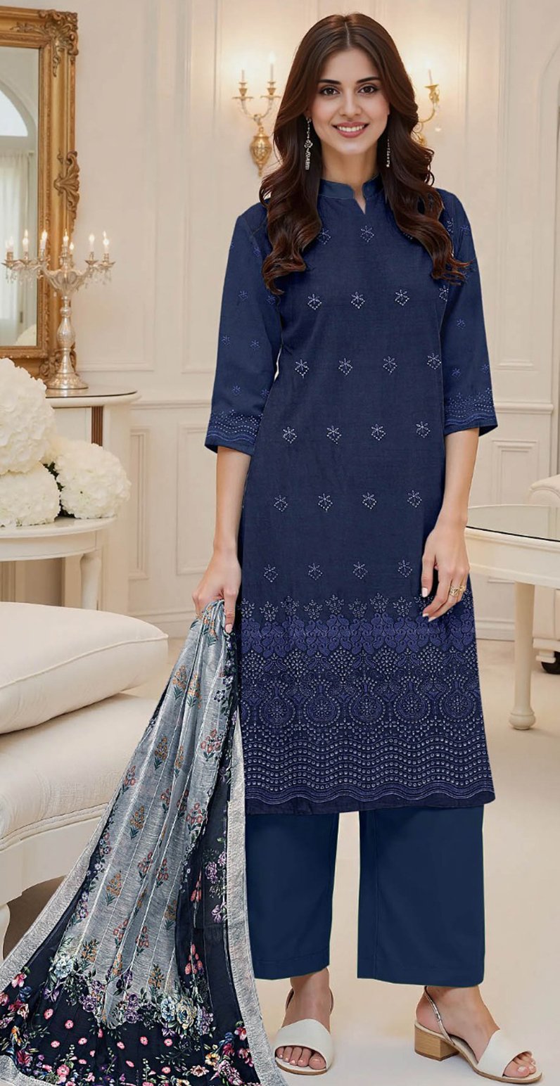 MOONLIGHT 3PC EMBR LAWN DAMAN BOARING DESIGNER VOL-85-3114