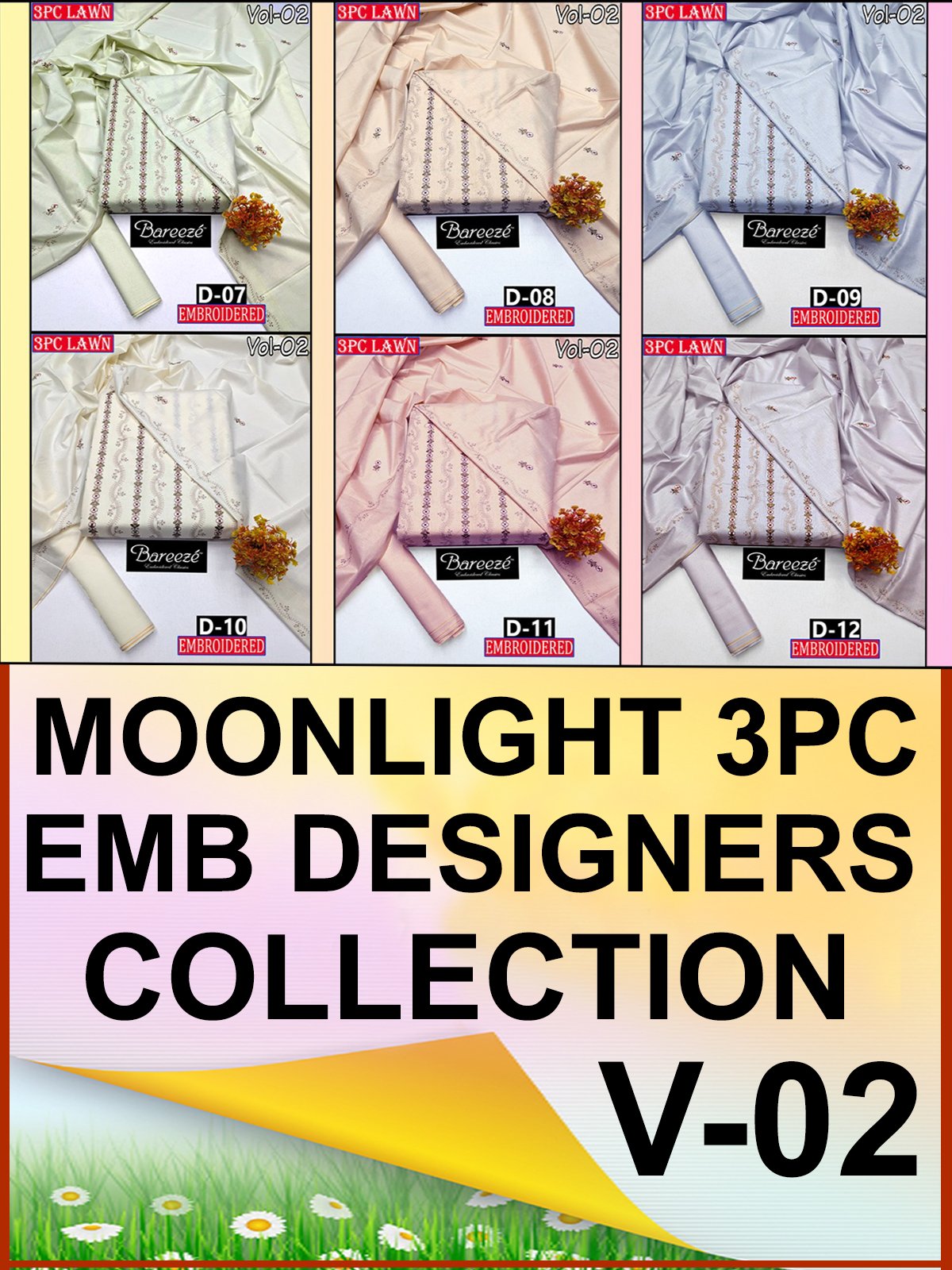 BAREEZE 3PC LAWN EMBROIDERED COLLECTION