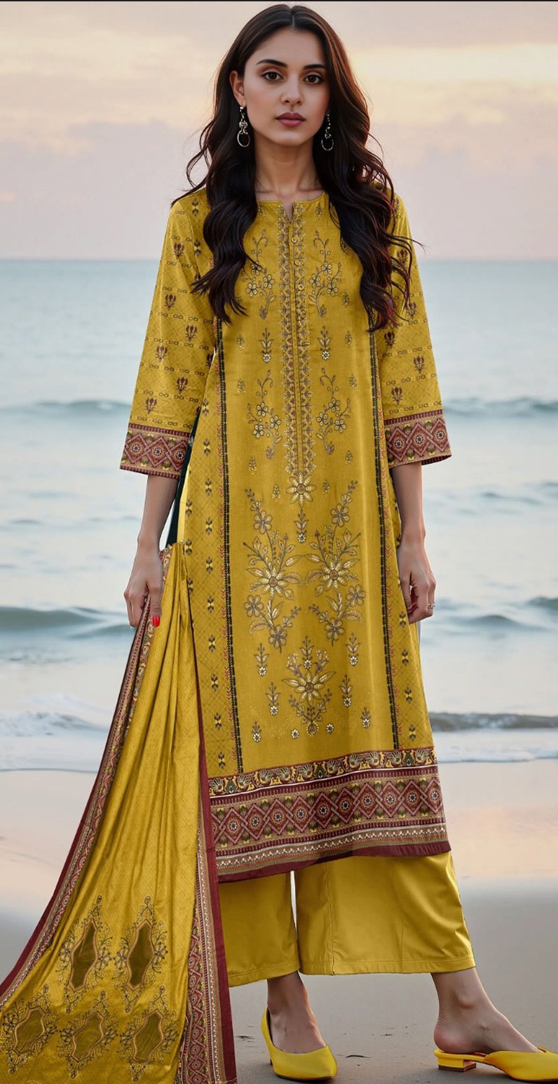 MOONLIGHT 3PC EMBROIDERED DIGITAL PRINTED PREMIUM LAWN