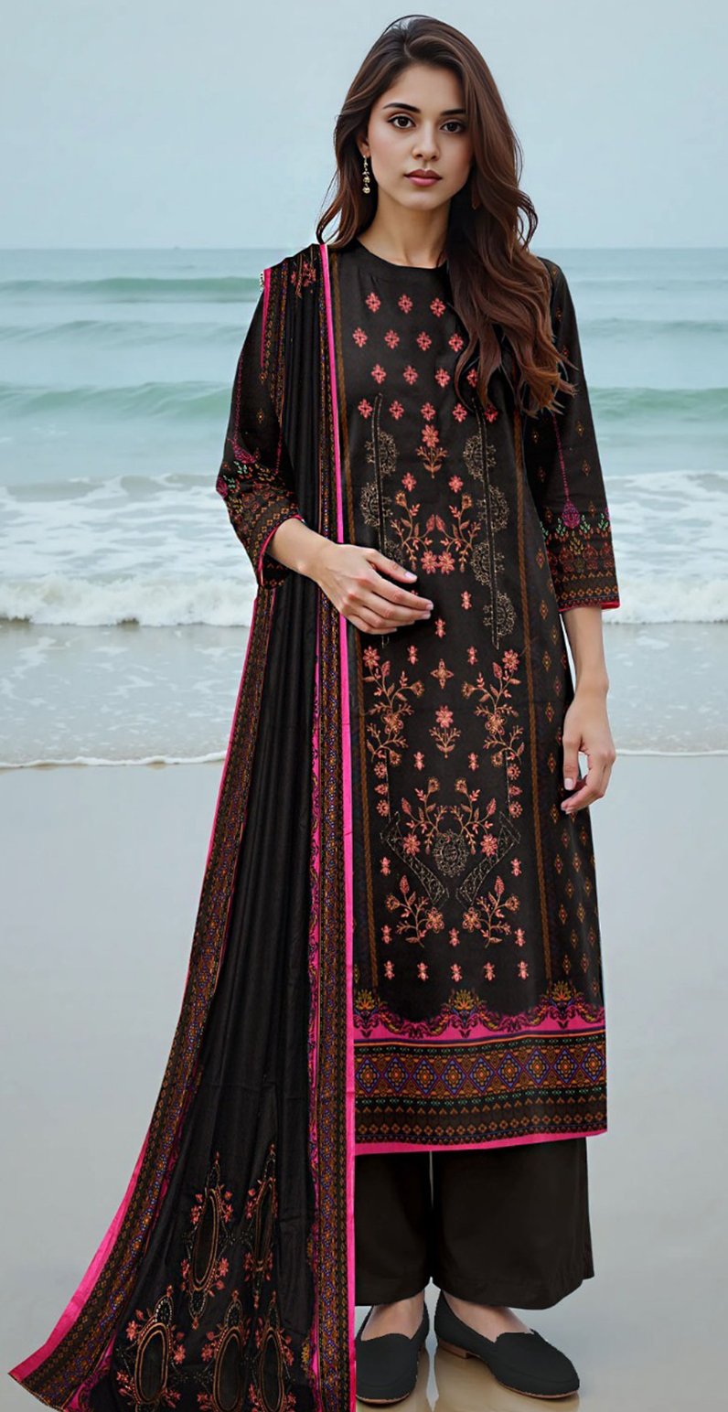 MOONLIGHT 3PC EMBROIDERED DIGITAL PRINTED PREMIUM LAWN