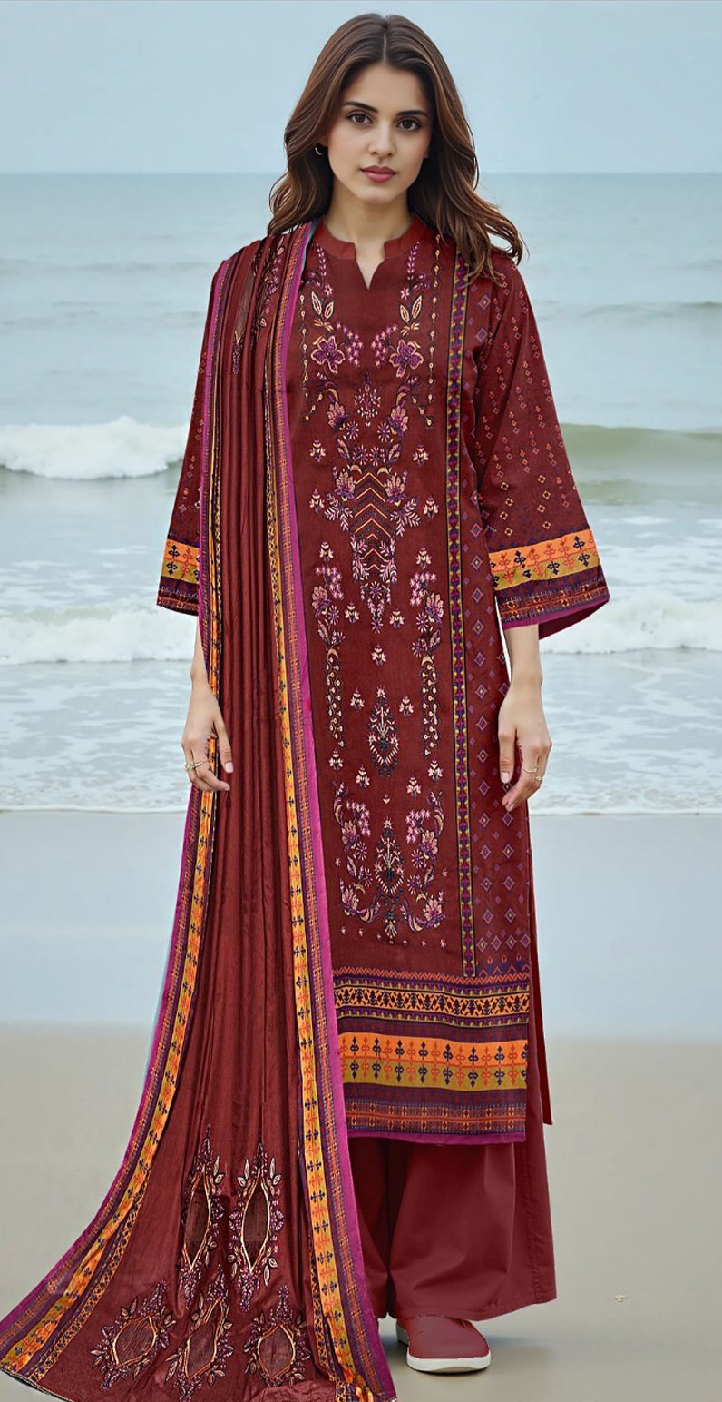MOONLIGHT 3PC EMBROIDERED DIGITAL PRINTED PREMIUM LAWN