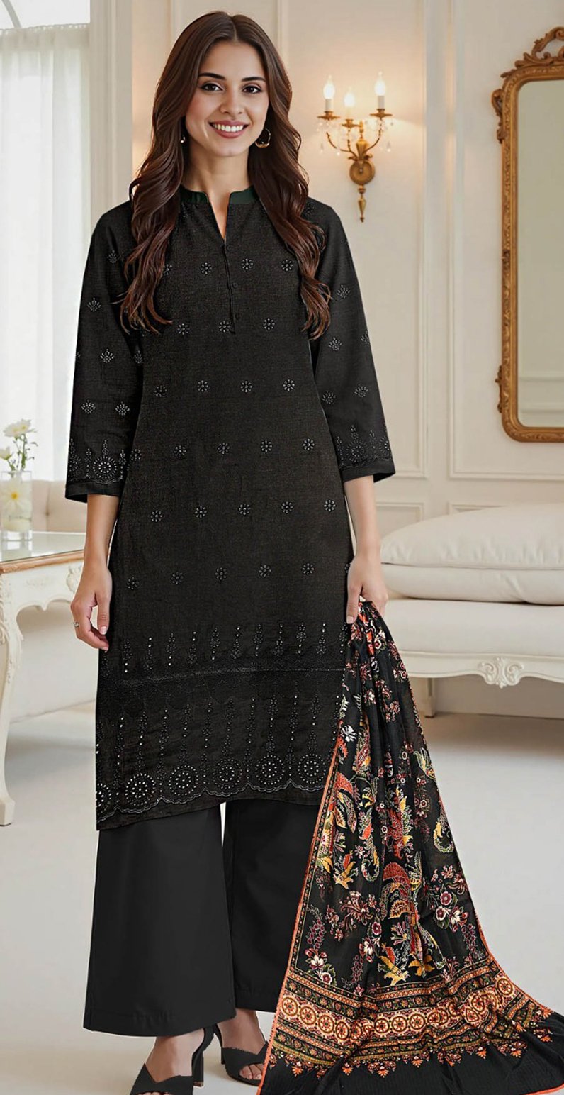 MOONLIGHT 3PC Embroidered Lawn Daman Boaring Designer Suit