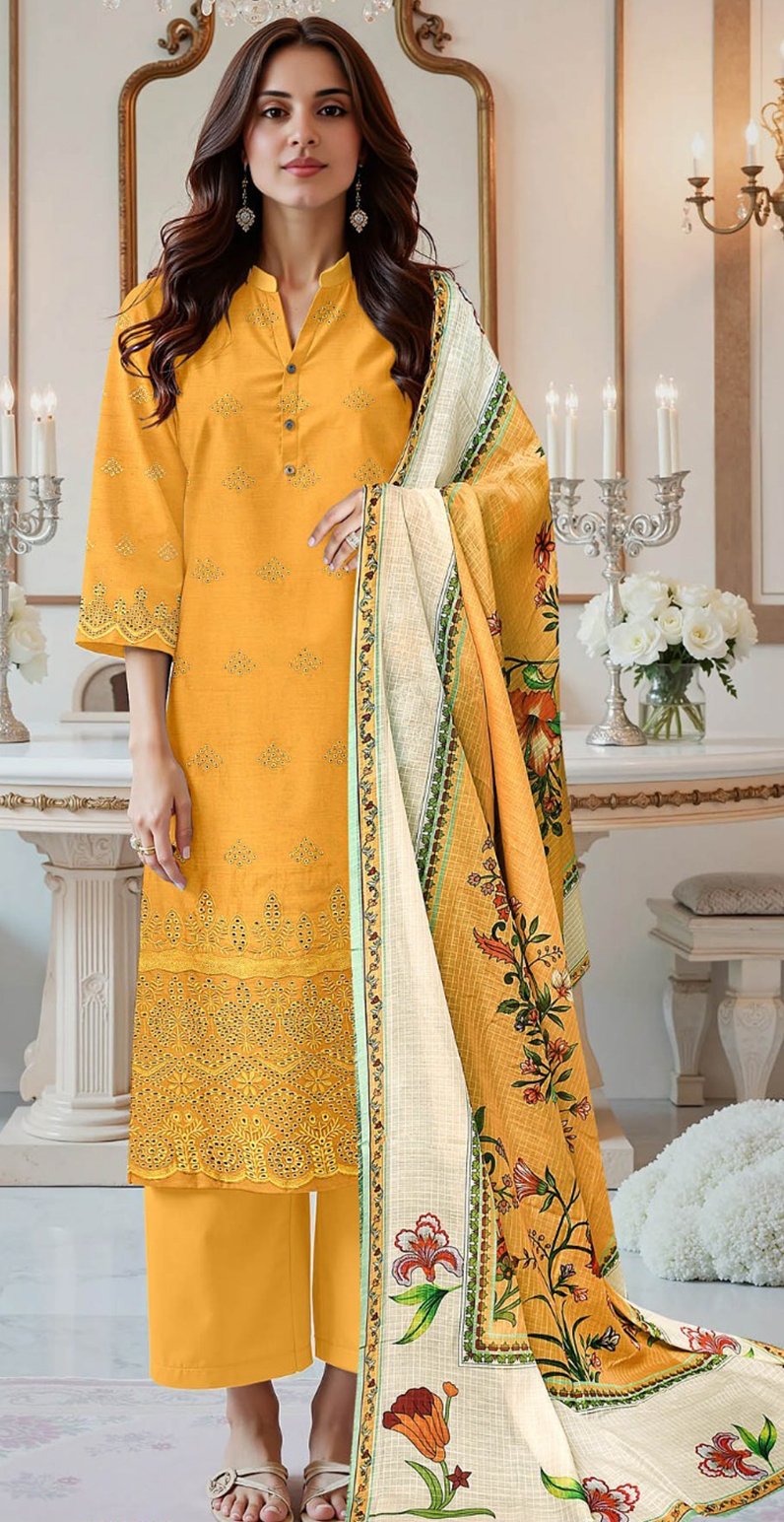MOONLIGHT 3PC EMBR LAWN DAMAN BOARING DESIGNER VOL-85-3115