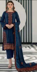 MOONLIGHT 3PC EMBROIDERED DAMAN DHANAK 04 BORDER JACQUARD SHAWL VOL-122-3545