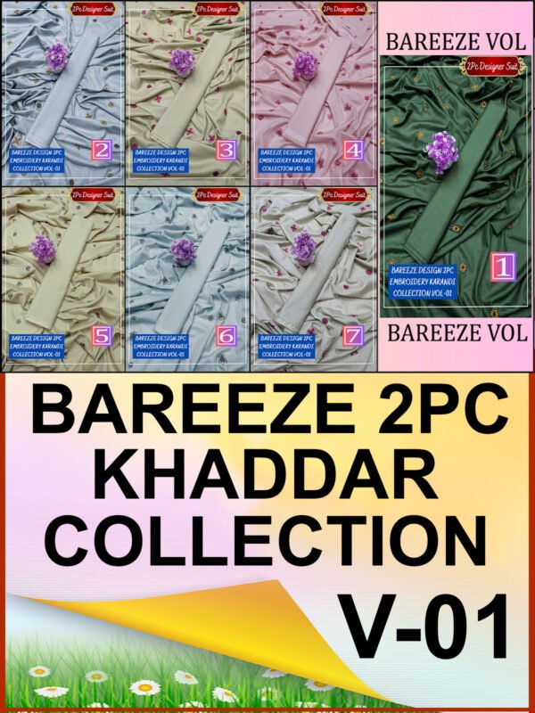 BAREEZE DESIGN 2PC EMBROIDERD KARANDI COLLECTION VOL-01-Set Of 07 Dresses