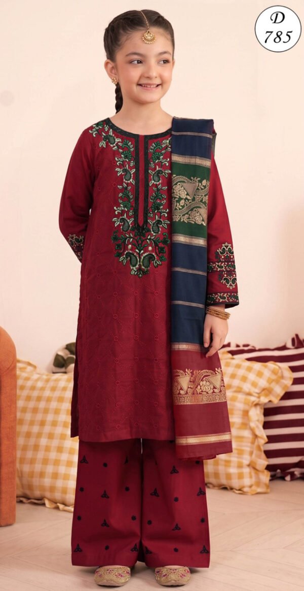 MOONLIGHT KIDS 3PC DHANAK EMBROIDERED WITH 3D PASHMINA SHAWL VOL-269-D-785