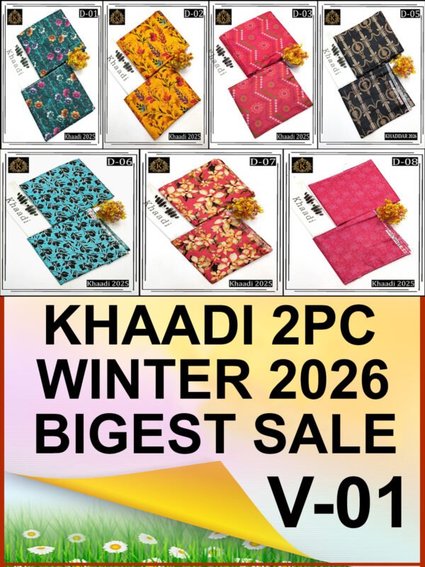 KHAADI 2PC ALL OVER KHADDAR DIGITAL PRINTED VOL-01-Set Of 07 Dresses