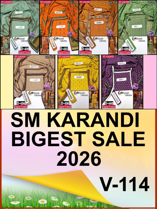 SM KARANDI 3 PIECE DIGITAL PRINTED WINTER VOL-114-Set Of 07 Dresses