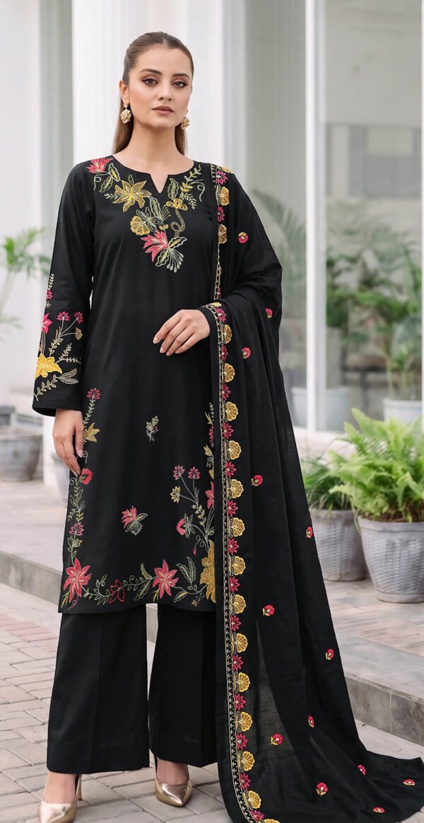 SM 3PC EMBROIDERED DHANAK PREMIUM EMBR SHAWL WINTER VOL-271-D-806