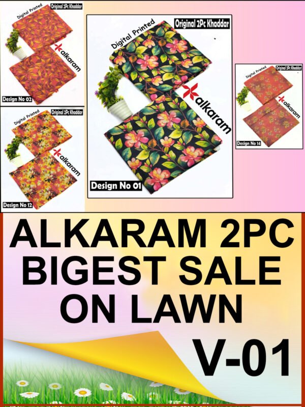 ALKARAM 2PC ALL OVER KHADDAR DIGITAL PRINTED VOL-01-Set Of 4 Dresses