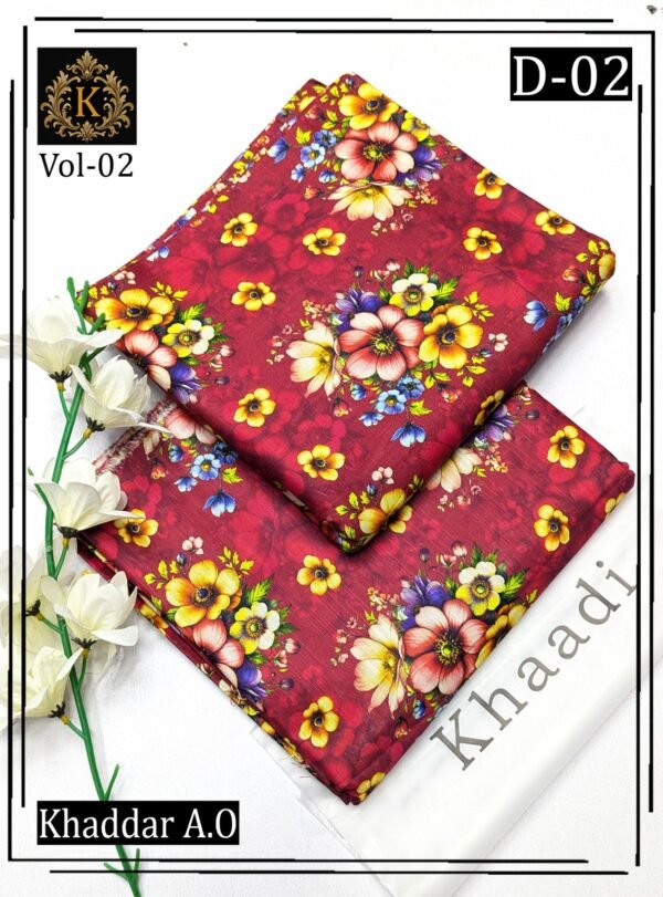 KHAADI 2PC ALL OVER KHADDAR DIGITAL PRINTED VOL-02-D-02