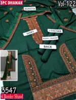 MOONLIGHT 3PC EMBROIDERED DAMAN DHANAK 04 BORDER JACQUARD SHAWL VOL-122-3547
