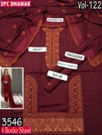 MOONLIGHT 3PC EMBROIDERED DAMAN DHANAK 04 BORDER JACQUARD SHAWL VOL-122-3546