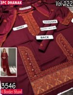 MOONLIGHT 3PC EMBROIDERED DAMAN DHANAK 04 BORDER JACQUARD SHAWL VOL-122-3546