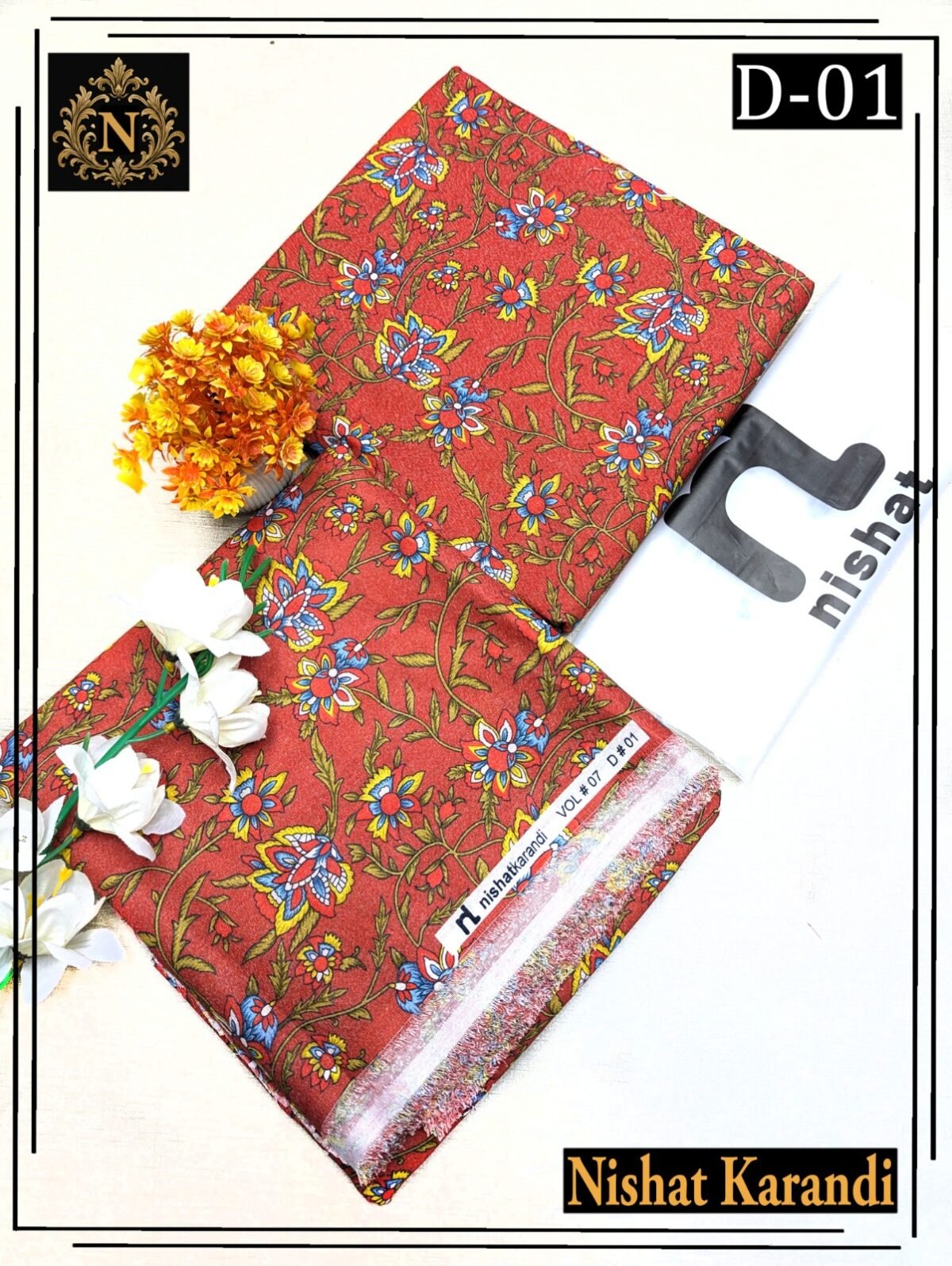 NISHAT 2PC ALL OVER KARANDI DIGITAL PRINTED VOL-01-D-01