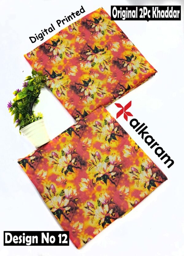 ALKARAM 2PC ALL OVER KHADDAR DIGITAL PRINTED VOL-01-12