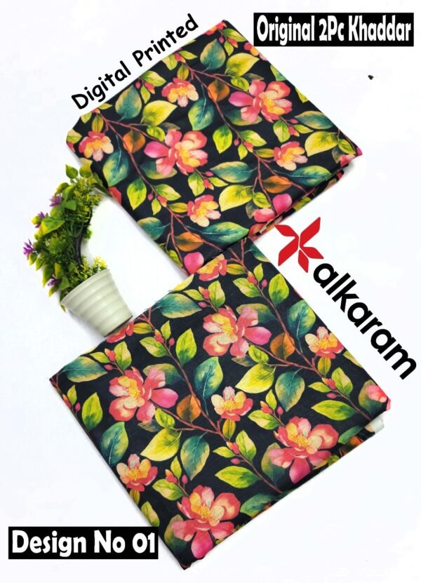 ALKARAM 2PC ALL OVER KHADDAR DIGITAL PRINTED VOL-01-01