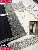 MIX BRANDS 3PC EMBROIDERED LUXURY DESIGNER DHANAK VOL-01-D#647
