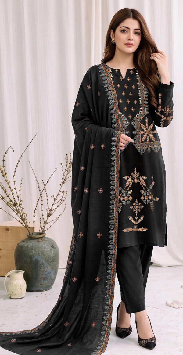 SM 3PC EMBROIDERED DHANAK PREMIUM EMBR SHAWL WINTER VOL-295-D-891