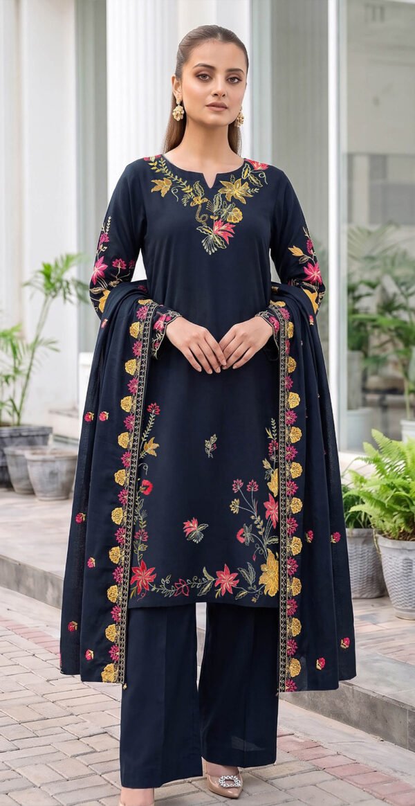 SM 3PC EMBROIDERED DHANAK PREMIUM EMBR SHAWL WINTER VOL-271-D-802