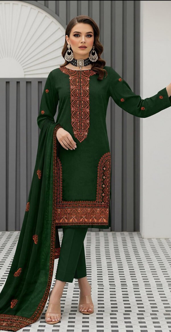 MOONLIGHT 3PC EMBROIDERED DAMAN DHANAK 04 BORDER JACQUARD SHAWL VOL-122-3547