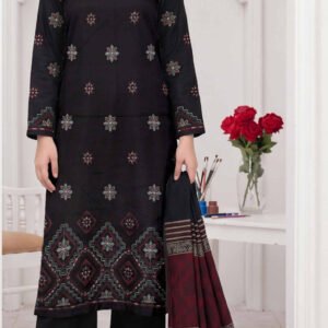 MINAHIL ZAREEN 3PC EMBR SEQUIN DAMAN DHANAK JACQUARD WOOL SHAWL-VOL-297-D-905