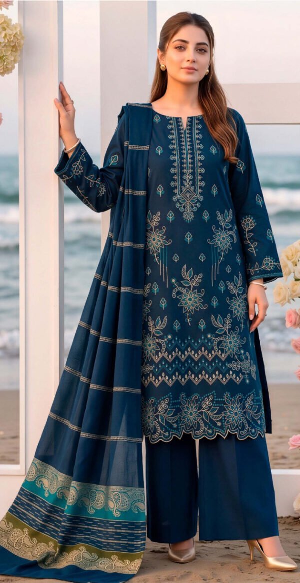 DHANAK 3PC BOARING WORK ESHAAL ANSARI SEQUIN DAMAN DESIGNER VOL-264-D#731