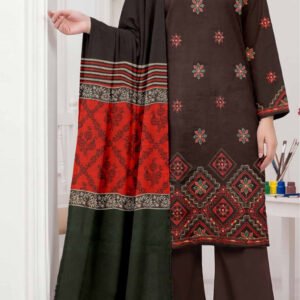 MINAHIL ZAREEN 3PC EMBR SEQUIN DAMAN DHANAK JACQUARD WOOL SHAWL VOL-297-D-906