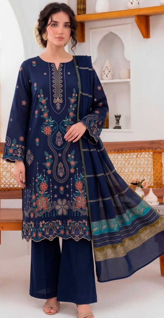 DHANAK 3PC BOARING WORK ESHAAL ANSARI EMBROIDERED SEQUIN DAMAN VOL-262-D-714