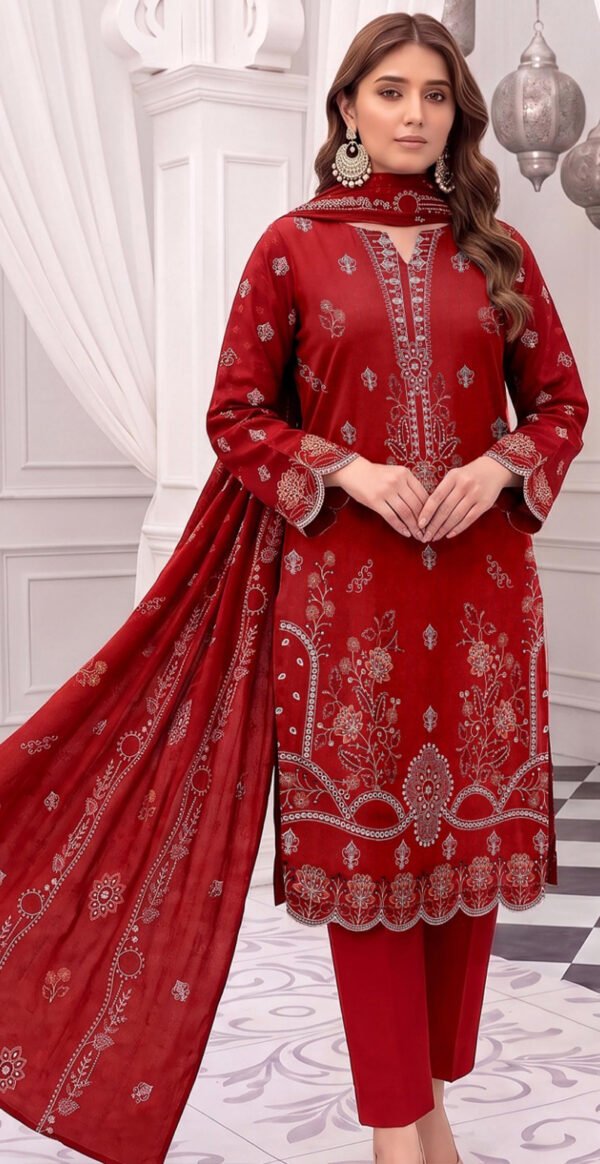 CHAMKI DHANAK 3PC JACQUARD ROYAL ZARI EMBROIDERED SEQUIN DESIGNER VOL-253-624