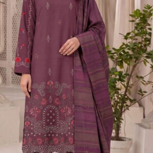 SLUB DHANAK 3PC RUKHAY SUKHAN SEQUIN BORING EMBROIDERED JACQUARD SHAWL VOL-303-D-635