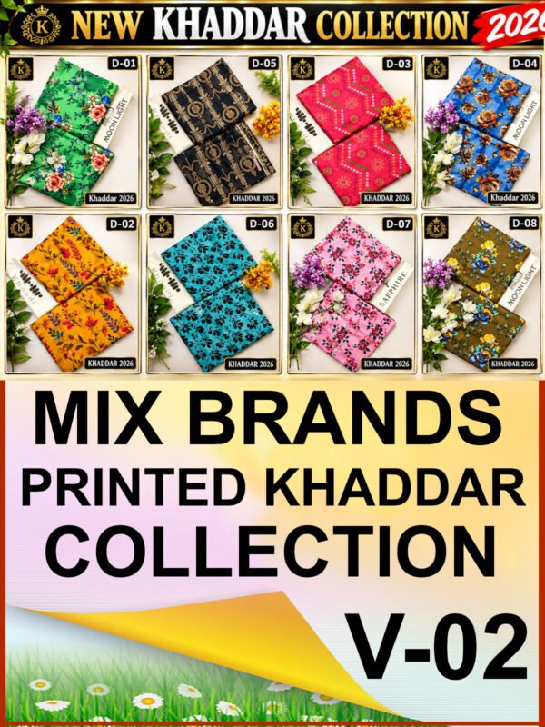 ORIGINAL MIX BRANDS 2PC ALL OVER KHADDAR DIGITAL PRINTED VOL-02-Set Of 08 Dresses