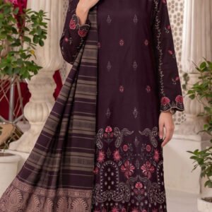 SLUB DHANAK 3PC RUKHAY SUKHAN SEQUIN BORING EMBROIDERED JACQUARD SHAWL VOL-303-D-936