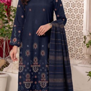 SLUB DHANAK 3PC RUKHAY SUKHAN SEQUIN BORING EMBROIDERED JACQUARD SHAWL VOL-303-D-934