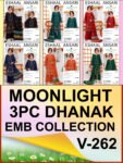 DHANAK 3PC BOARING WORK ESHAAL ANSARI EMBROIDERED SEQUIN DAMAN VOL-262-Set Of 06 Dresses