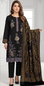CHAMKI VELVET DHANAK 3PC CHAMBELI SEQUIN BORING EMBROIDEREY PALACHI SHAWL VOL-322-D-1042