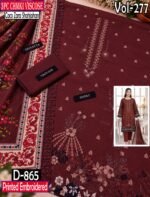 CHAMKI VISCOSE 3PC COCO ZARA SHAHJAHAN EMBROIDERED DIGITAL PRINTED DESIGNER VOL-277-D-865