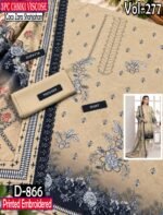 CHAMKI VISCOSE 3PC COCO ZARA SHAHJAHAN EMBROIDERED DIGITAL PRINTED DESIGNER VOL-277-D-866
