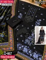 CHAMKI VISCOSE 3PC COCO ZARA SHAHJAHAN EMBROIDERED DIGITAL PRINTED DESIGNER VOL-277-D-867