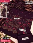 SLUB DHANAK 3PC RUKHAY SUKHAN SEQUIN BORING EMBROIDERED JACQUARD SHAWL VOL-303-Set Of 06 Dresses