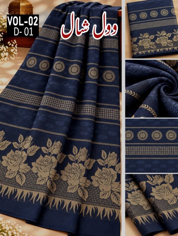 LADIES BAROSHA JACQUARD WOOL SHAWL VOL-02-D-01
