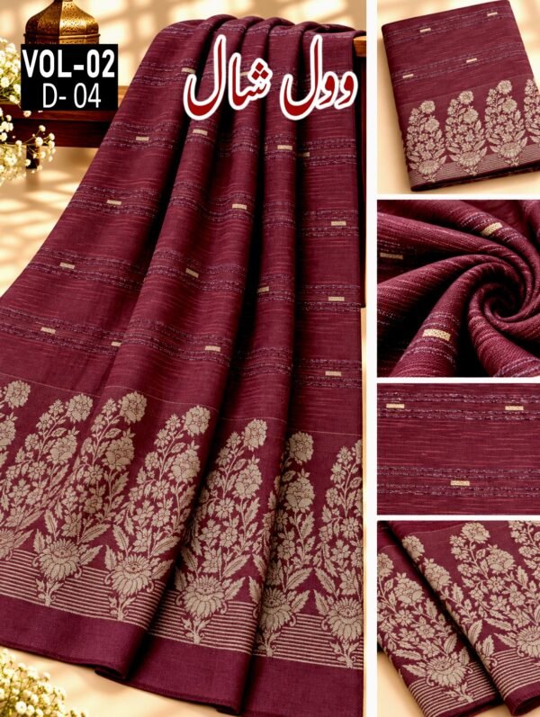 LADIES BAROSHA JACQUARD WOOL SHAWL VOL-02-D-04
