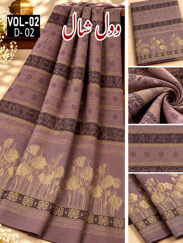 LADIES BAROSHA JACQUARD WOOL SHAWL VOL-02-D-02