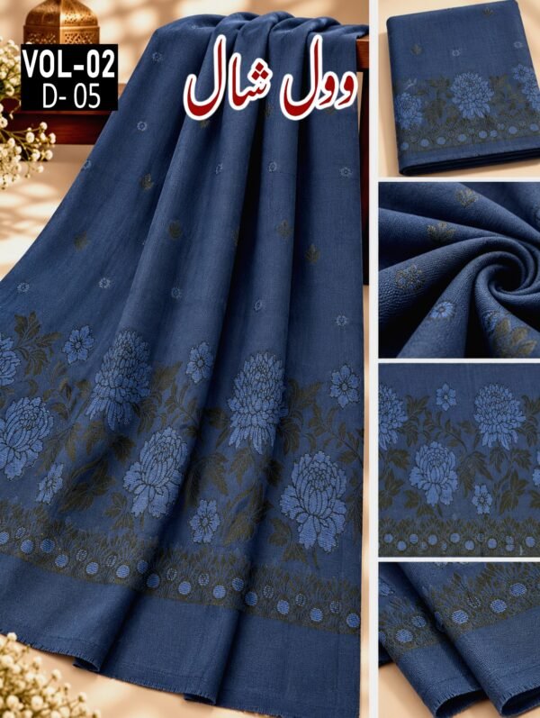 LADIES BAROSHA JACQUARD WOOL SHAWL VOL-02-D-05
